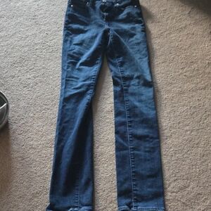 PAIGE Dark Blue Straight Leg Jeans Mid Rise